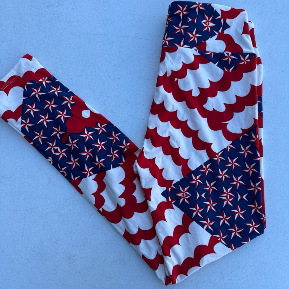 LuLaRoe Red, White, and Blue Patterned Leggings